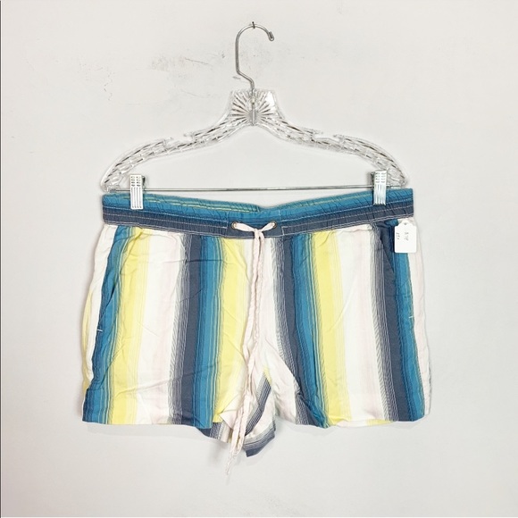 LOFT Pants - Loft navy & yellow stripe drawstring shorts M